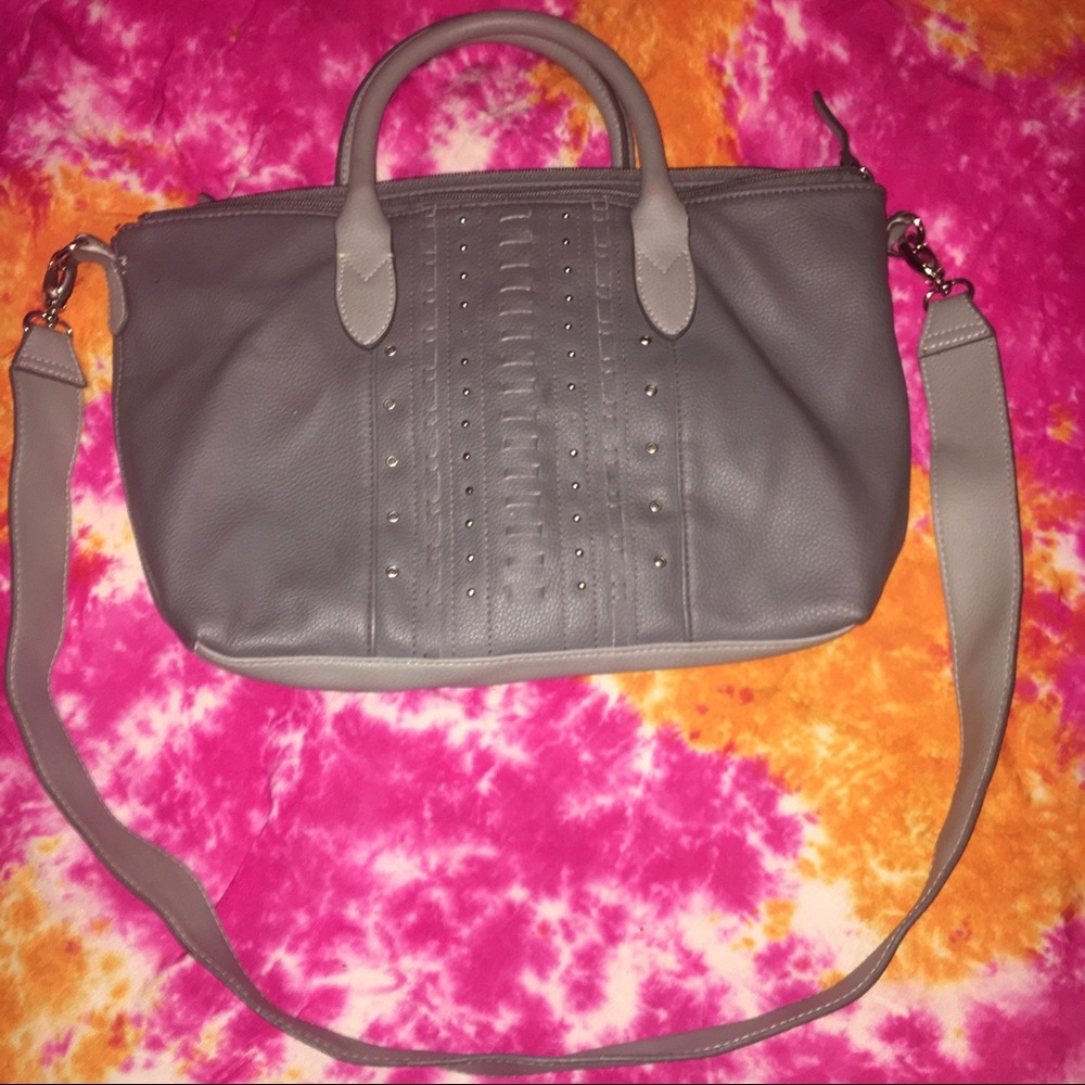 Grey stud large purse